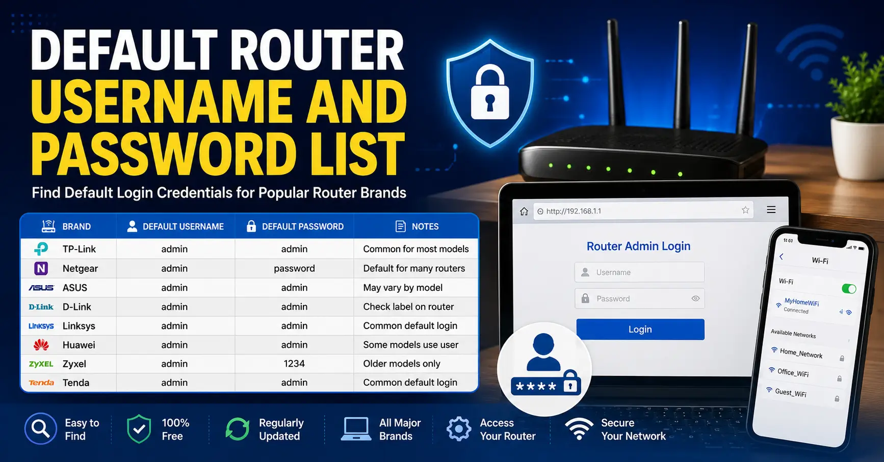 Default Router Username and Password List